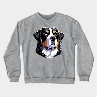 Stunning and Cool Greater Swiss Mountain Dog Monochrome and Gold Portrait for Father's Day Crewneck Sweatshirt